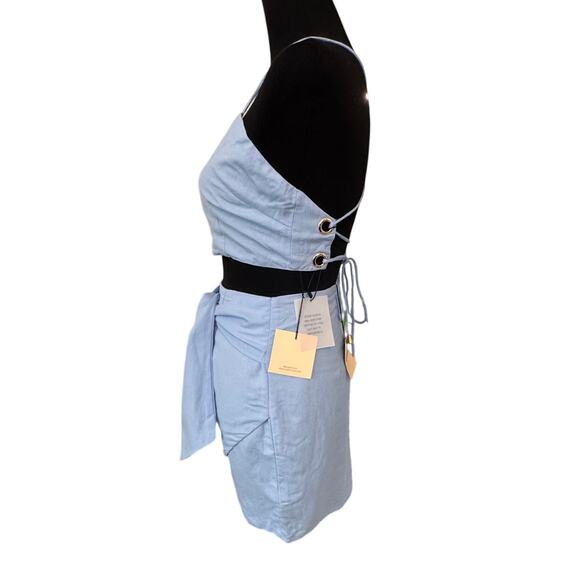 New SUPERDOWN REVOLVE Women's Light Blue Milah Wrap Two-Piece Skirt Set Size M - Picture 5 of 7
